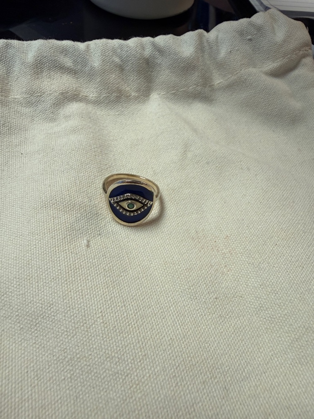 Gold Evil Eye Ring with Blue Enamel by Ross Simons size 7